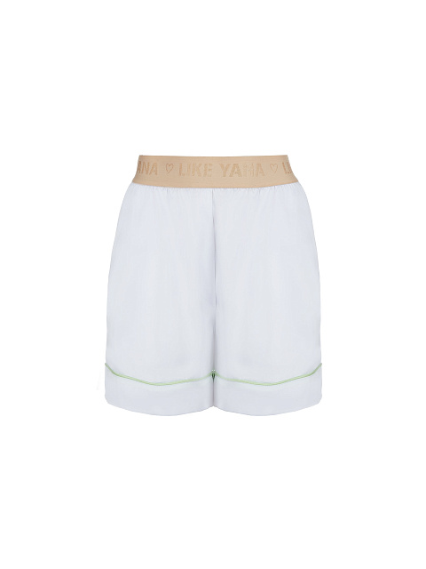 Белая шелковая пижама с салатовым кантом, 4