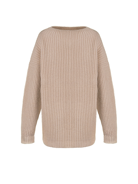 Бежевый шерстяной свитер в рубчик, 1 Бежевый шерстяной свитер в рубчик, 1