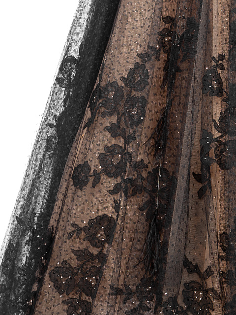 Бежево-черное вечернее платье с кружевом и цепочками из серебра, 4 Бежево-черное вечернее платье с кружевом и цепочками из серебра, 4