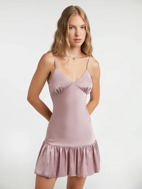 Розовое платье-комбинация с воланом, 4 Розовое платье-комбинация с воланом, 4