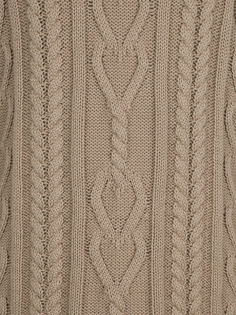 Бежевое вязаное платье-свитер с косами, 3