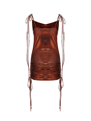 Красное платье-трансформер из трикотажа с металлическим блеском, 2