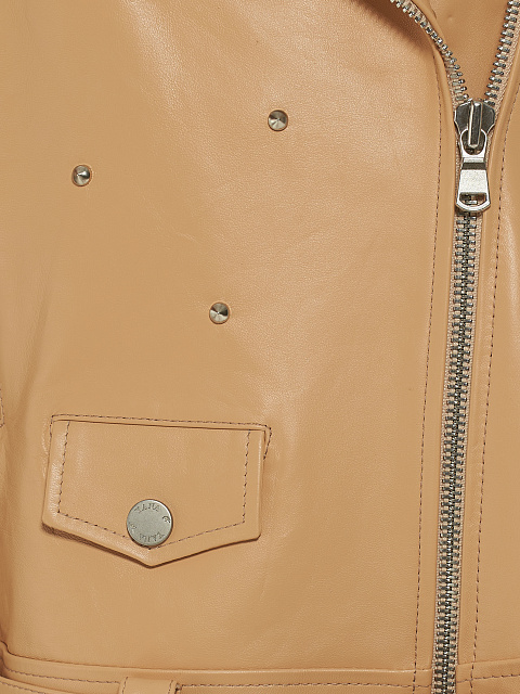 Бежевая кожаная косуха с шипами, 3 Бежевая кожаная косуха с шипами, 3