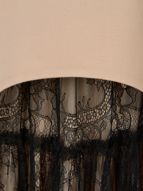 Бежевый комплект из топа и черной кружевной юбки, 3 Бежевый комплект из топа и черной кружевной юбки, 3