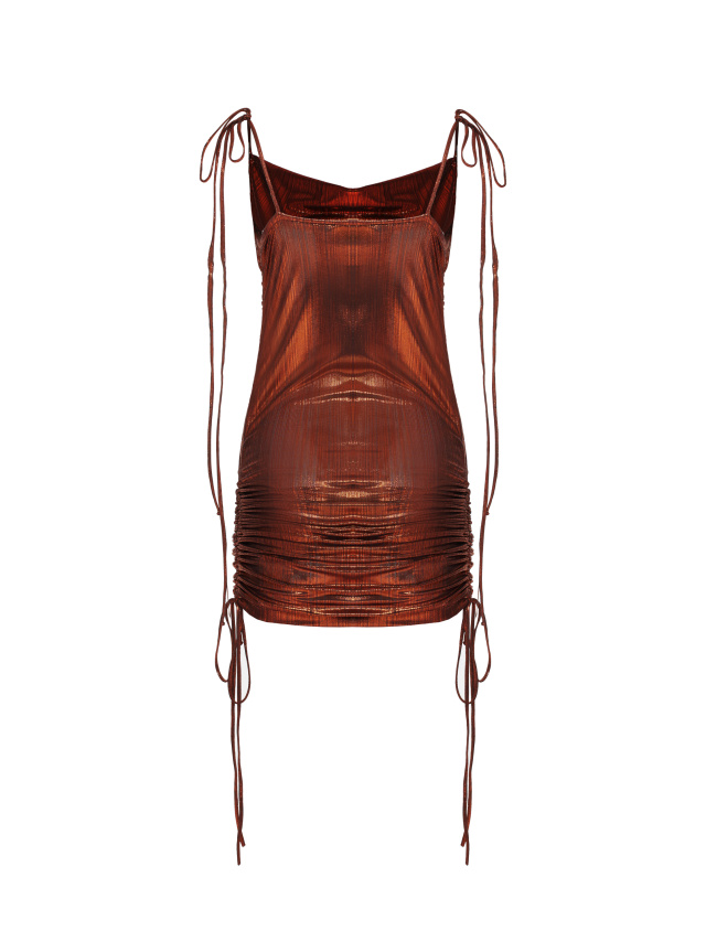 Красное платье-трансформер из трикотажа с металлическим блеском, 2