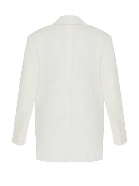 Белый объемный жакет из хлопка, 5