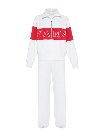 Бело-красный трикотажный костюм с вышивкой, 2