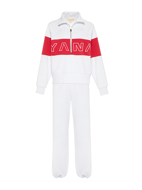 Бело-красный трикотажный костюм с вышивкой, 2
