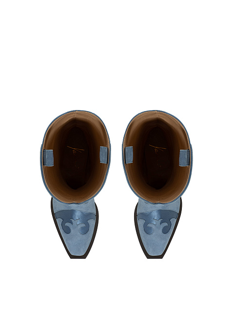 Синие казаки из сатина и замши с цепочкой, 4