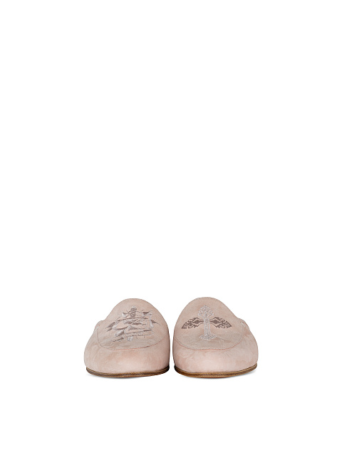 Розовые замшевые мюли с вышивкой, 2