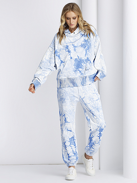 Голубой хлопковый костюм Tie-Dye, 4 Голубой хлопковый костюм Tie-Dye, 4