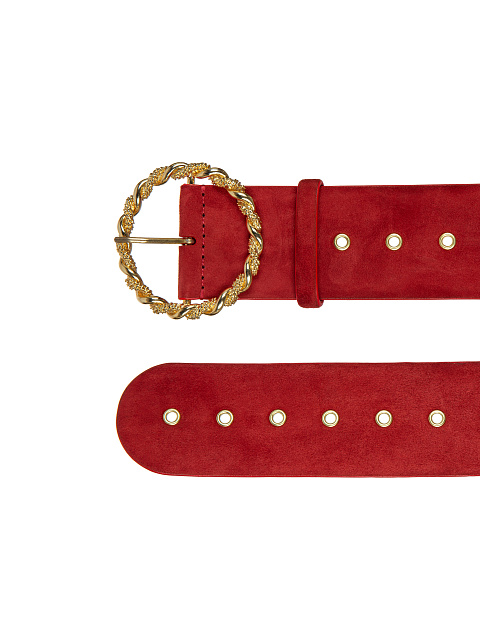 Красный замшевый ремень с золотой пряжкой, 2 Красный замшевый ремень с золотой пряжкой, 2