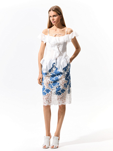 Юбка-миди из денима с кружевом, 2