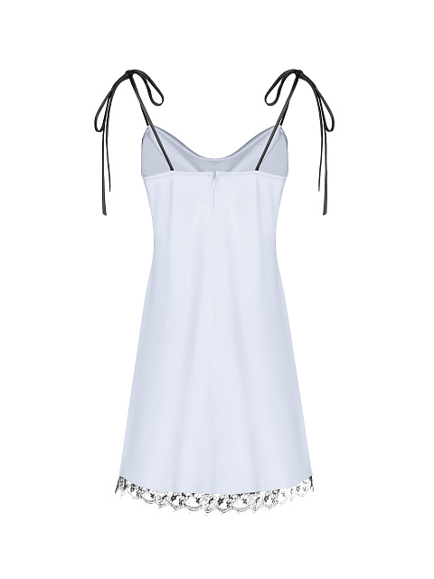 Серо-голубое платье-комбинация с кружевом, 2