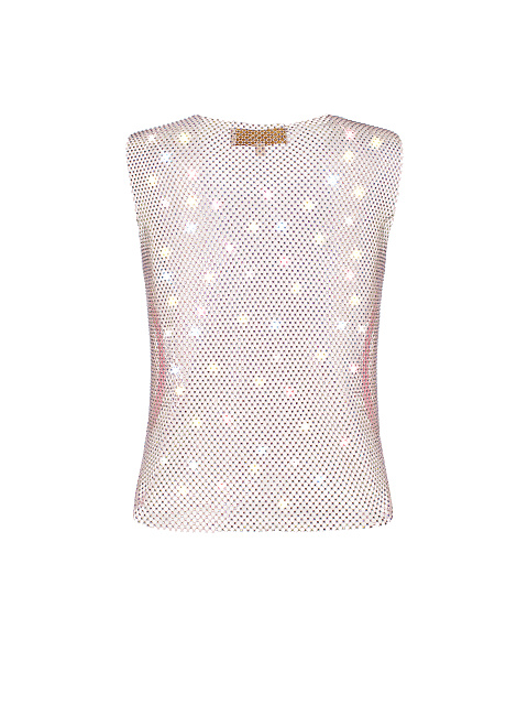 Розовый топ из сетки со стразами, 2