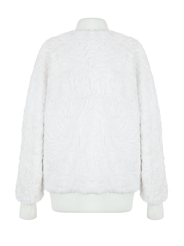 Утепленный белый бомбер из меха козлика, 2