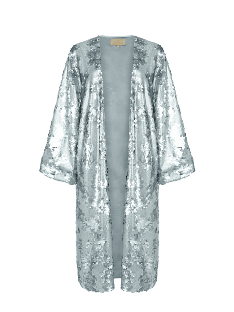 Серебристая накидка-кимоно в пайетках, 1