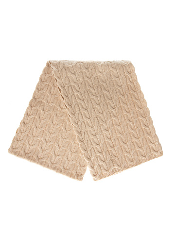 Бежевый кашемировый шарф с косами, 2