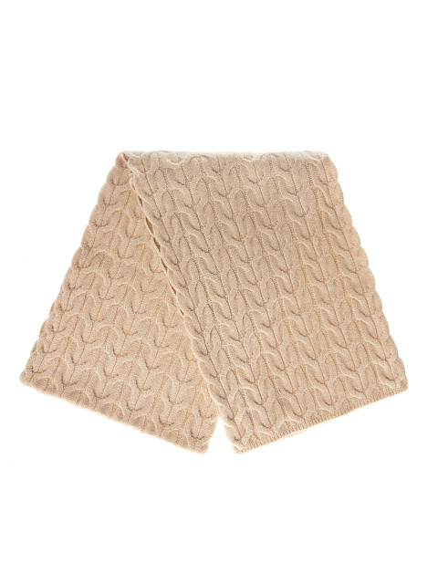 Бежевый кашемировый шарф с косами, 2