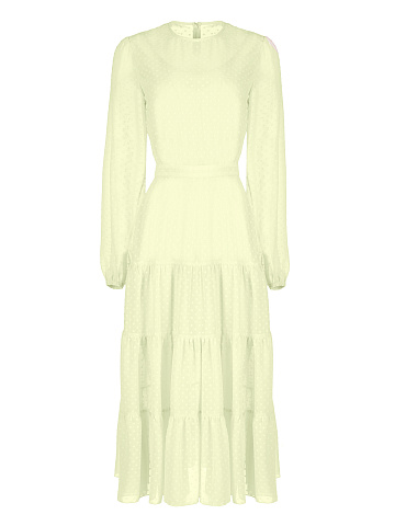 Желтое шифоновое платье-миди, 1