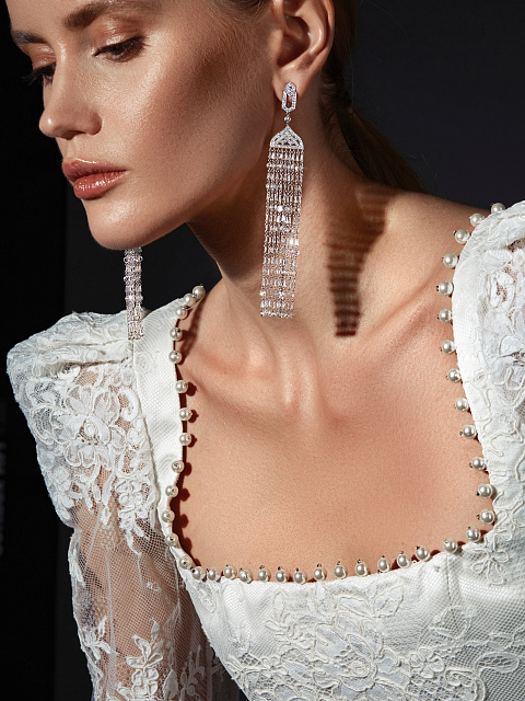 Серьги из белого золота с бриллиантами огранки «роза», 3