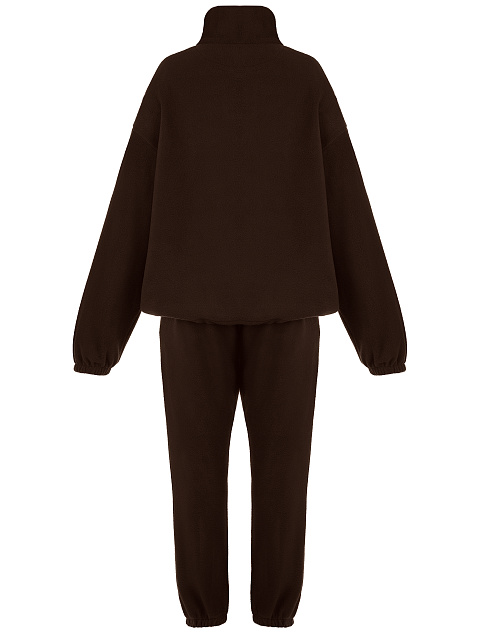 Коричневый мужской флисовый спортивный костюм с вышивкой, 2