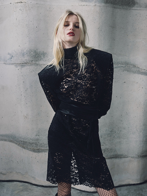 Черное платье-миди из кружева, 3