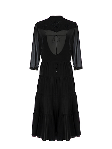 Черный комплект из платья-миди и блузки, 2