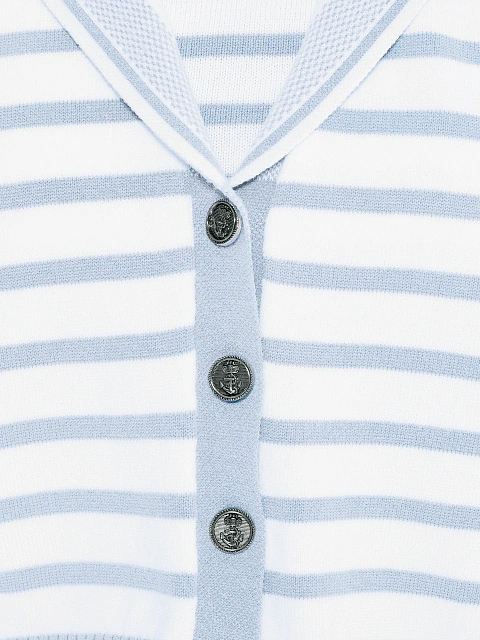 Укороченный белый кардиган в голубую полоску, 4