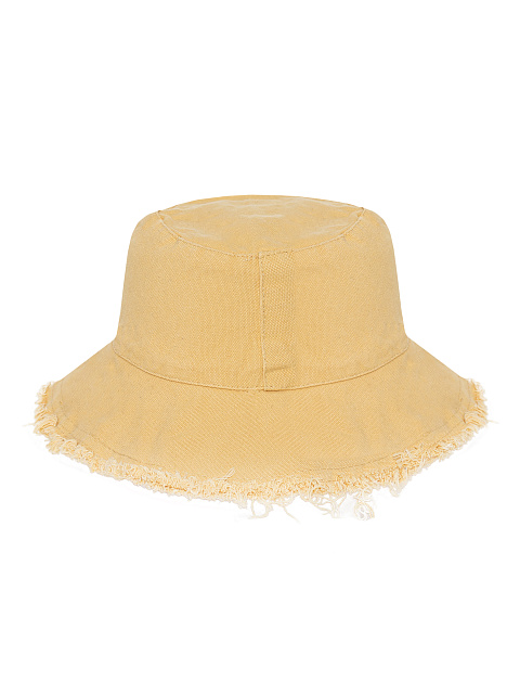 Желтая хлопковая панама с вышивкой и бахромой, 2