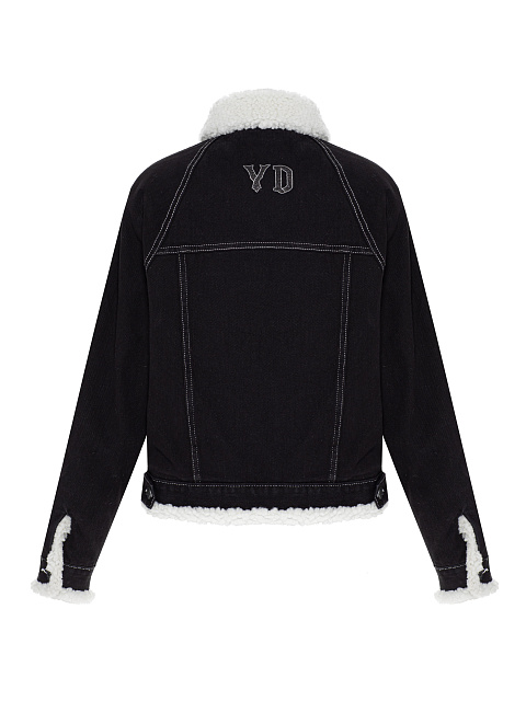 Черная джинсовая куртка с подкладом из белой овчины, 2