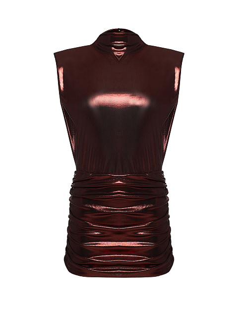 Красное платье-мини из трикотажа с металлическим блеском, 1