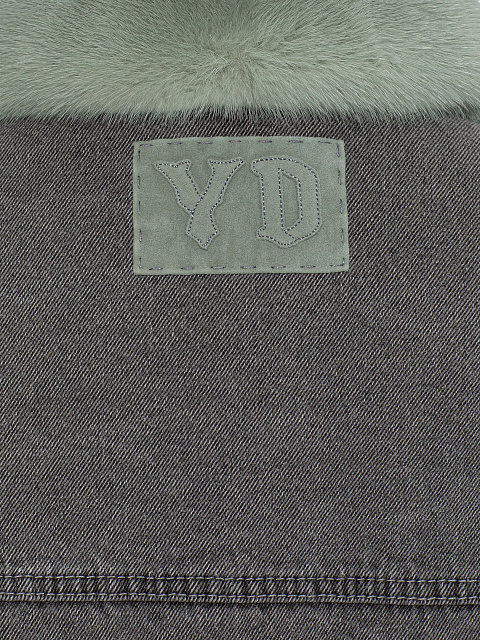 Серая куртка из денима с мехом норки мятного цвета, 4 Серая куртка из денима с мехом норки мятного цвета, 4