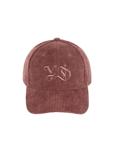Темно-розовая кепка из вельвета с вышивкой YD, 2