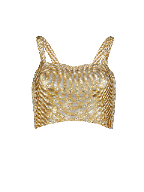 Золотой укороченный топ со стразами, 1