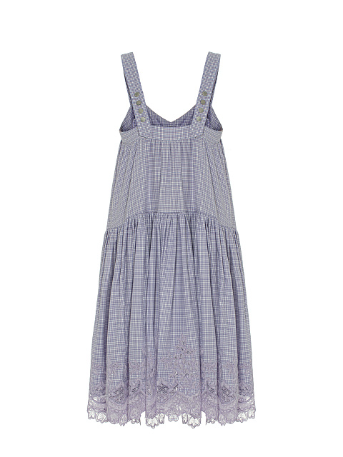 Сиреневое платье-миди из хлопка в клетку, 2