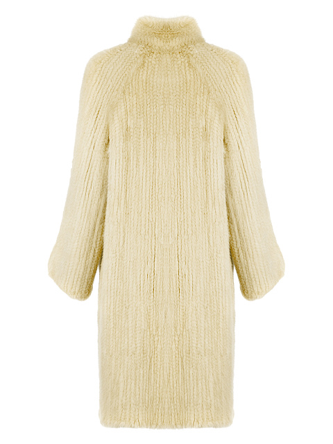 Светло-желтая вязаная шуба из норкового меха, 5