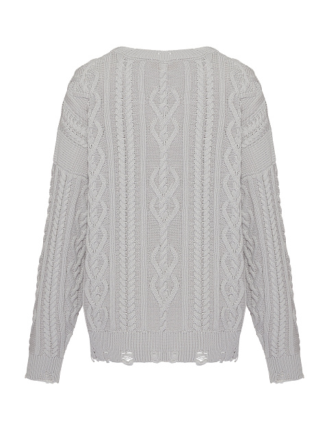 Светло-серый унисекс хлопковый свитер с косами, 2