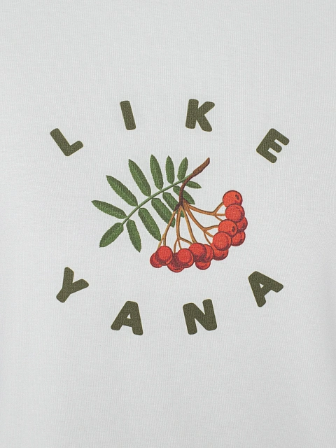 Белая футболка с принтом и зеленым кантом, 3