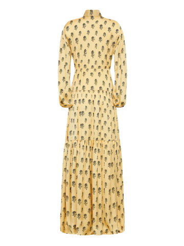 Желтое шелковое платье с флористическим принтом, 2
