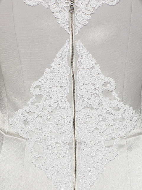 Светло-серое платье-миди из шелка с кружевом, 4 Светло-серое платье-миди из шелка с кружевом, 4