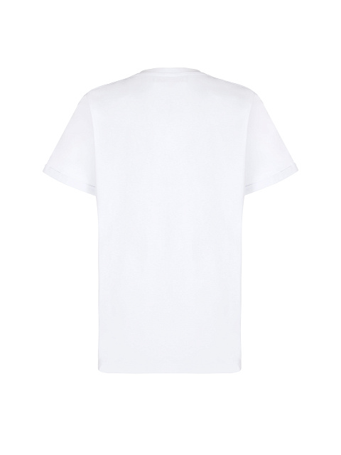 Белая хлопковая футболка с красными стразами, 2