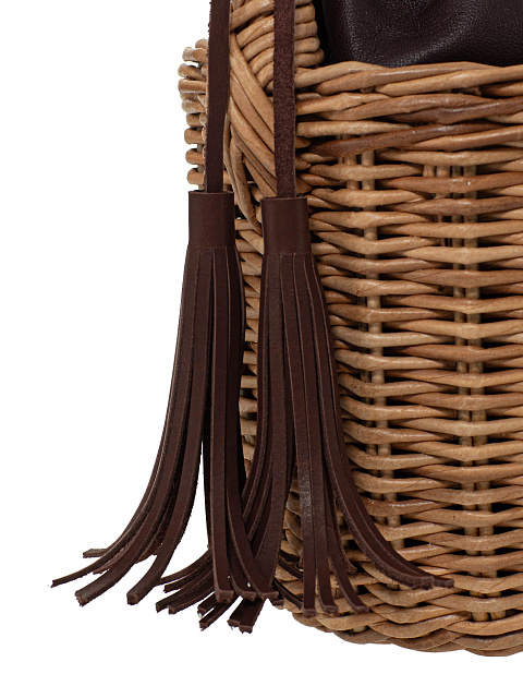Бежевая сумка-корзина с мешочком из коричневой кожи, 3 Бежевая сумка-корзина с мешочком из коричневой кожи, 3