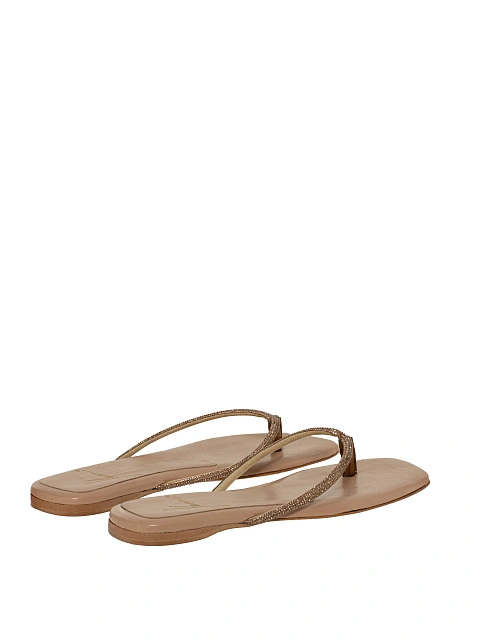 Бежевые вьетнамки из кожи со стразами, 3 Бежевые вьетнамки из кожи со стразами, 3