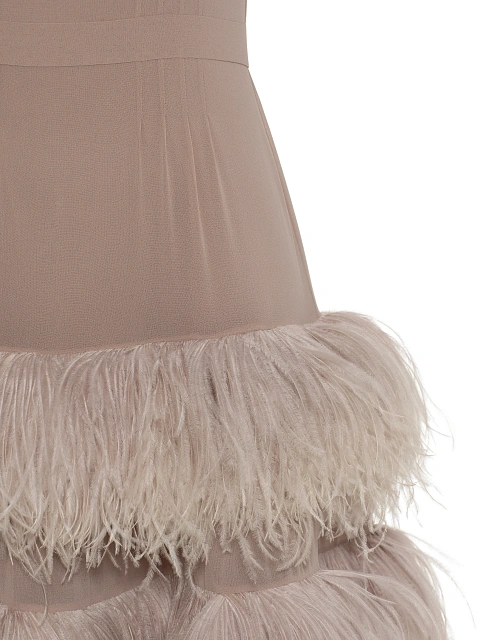 Пудровое платье-макси из шифона с перьями, 3 Пудровое платье-макси из шифона с перьями, 3