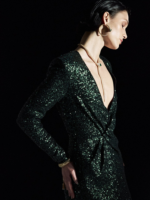 Зеленое платье-макси из трикотажа в пайетках, 6 Зеленое платье-макси из трикотажа в пайетках, 6