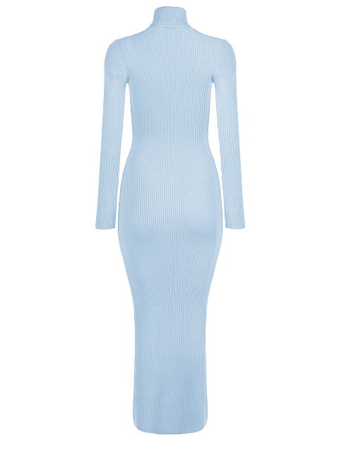 Голубое трикотажное платье-макси, 2