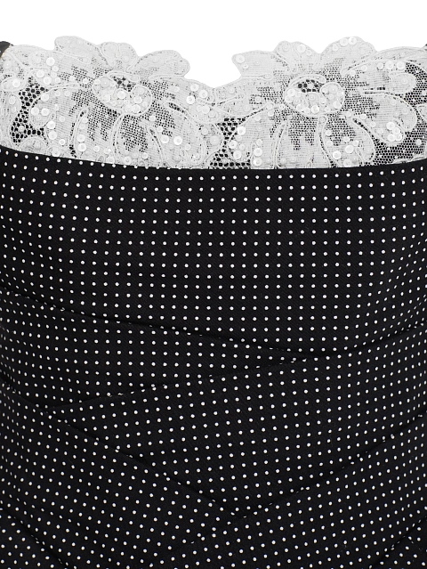 Черное платье-мини из хлопка в горошек с кружевом, 4 Черное платье-мини из хлопка в горошек с кружевом, 4