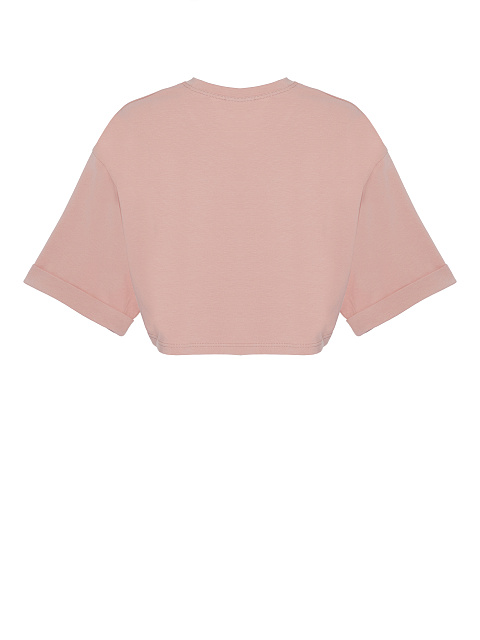 Розовая укороченная хлопковая футболка, 2