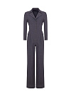 Комбинезон из серой костюмной ткани в полоску, отложной воротник, кнопки по переду